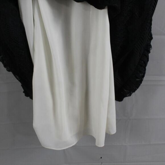 Alice Olivia Dress Medium Black Slip Sheer Lace Tiered Midi Party Coquette Chic - Picture 6 of 9